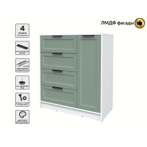 Тумба Тренд КТ-Т90 (Белый платинум ЛДСП/ Мята ЛМДФ) Ш900 В1020 Г451